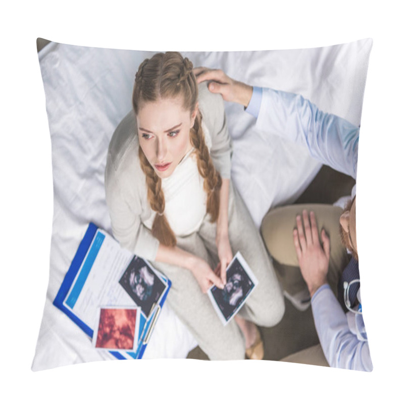 Personality  Doctor And Woman With Ultrasound Scans  Pillow Covers