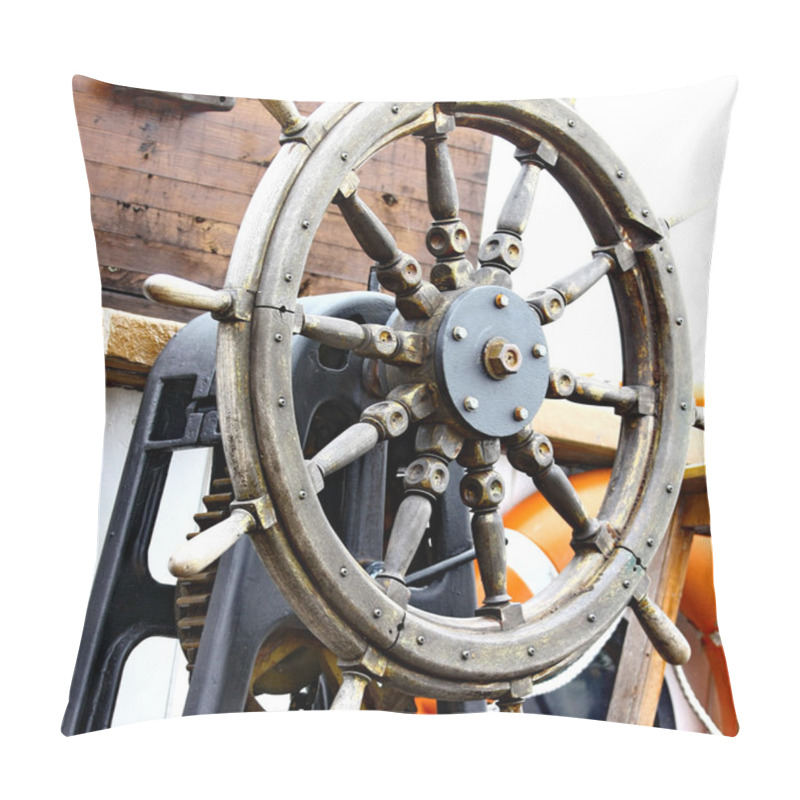 Personality  Close Up Of A Steering Wheel Of The Ship Pillow Covers