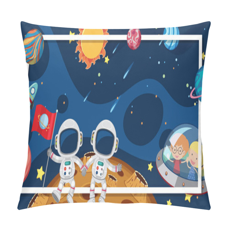 Personality  Border Template With Space Theme In Background Pillow Covers