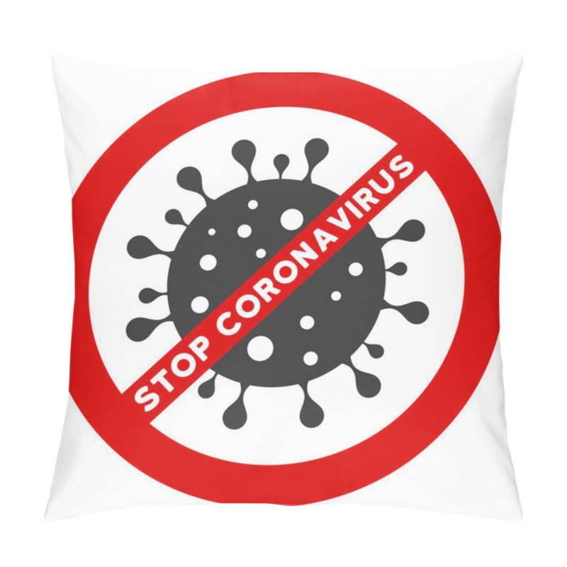 Personality  Raster Flat Stop Coronavirus Icon Pillow Covers