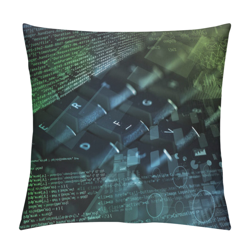 Personality  Close-up Keyboard With Coding Concept Pillow Covers