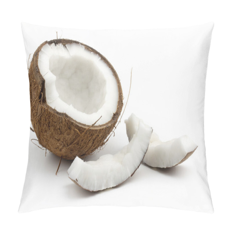 Personality  Coconut Cut In Half On White Background Pillow Covers