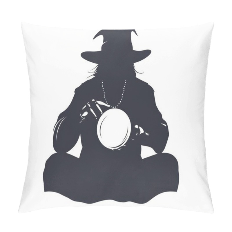 Personality  Silhouette Of A Mysterious Fortune Teller With A Crystal Ball, Embodying An Aura Of Magic And Intrigue. Pillow Covers