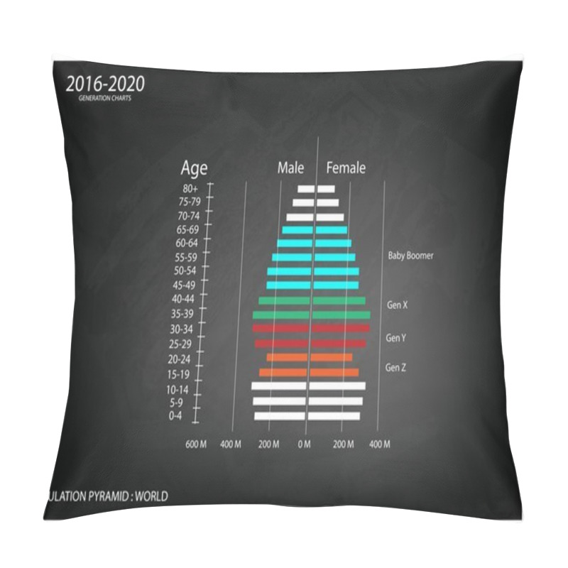 Personality  2016-2020 Population Pyramids Graphs With 4 Generation Pillow Covers