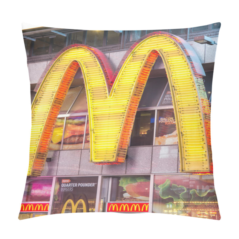 Personality  Mc Donald's Logo In Times Square,New York Pillow Covers