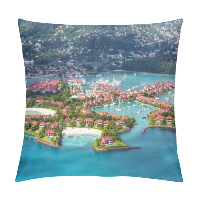 Personality  Seychelles Eden Island Beach Mahe Vacation Paradise Sea Ocean Aerial Photo View Travel Pillow Covers