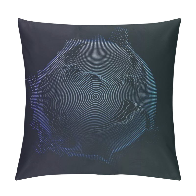 Personality  Abstract Vector Mesh On Dark Background. Futuristic Style Card. Elegant Background For Business Presentations. Corrupted Point Sphere. Chaos Aesthetics. Pillow Covers