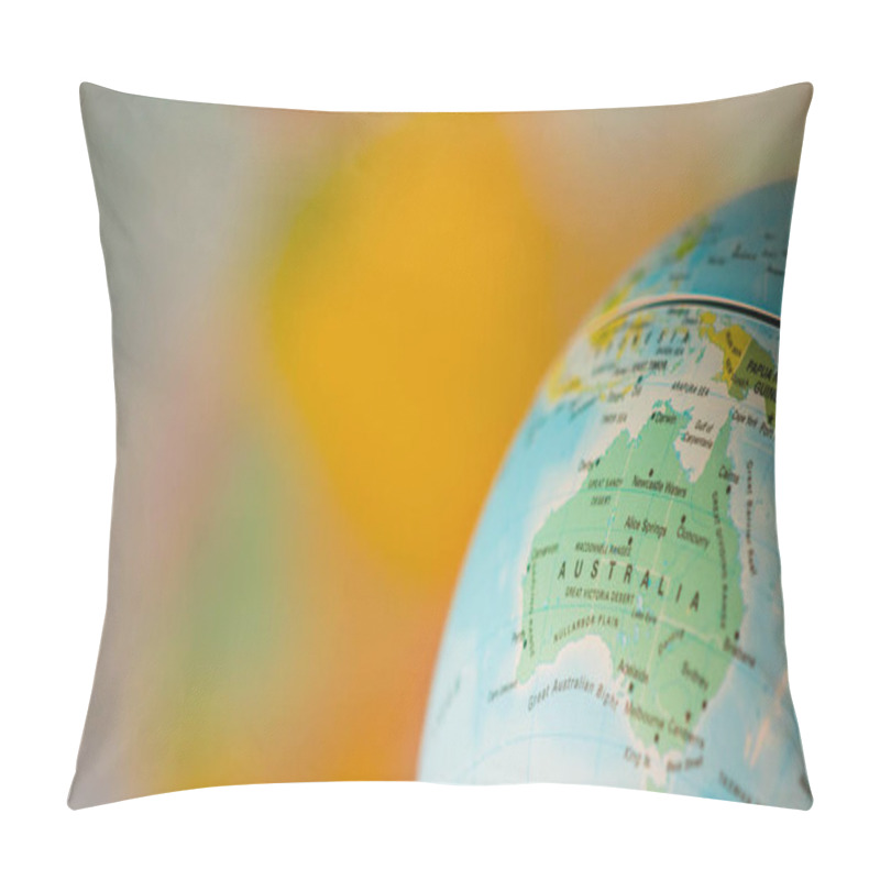 Personality  Australia Map On A Globe With Earth Map In The Background. Pillow Covers