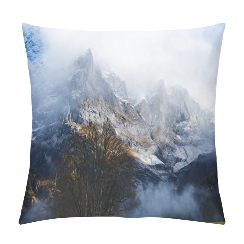 Personality  Cloudy Landscape In High Snowy Mountains Pillow Covers