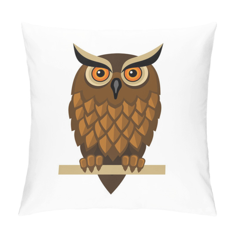 Personality  Owl Isolated On White. Vector Pillow Covers