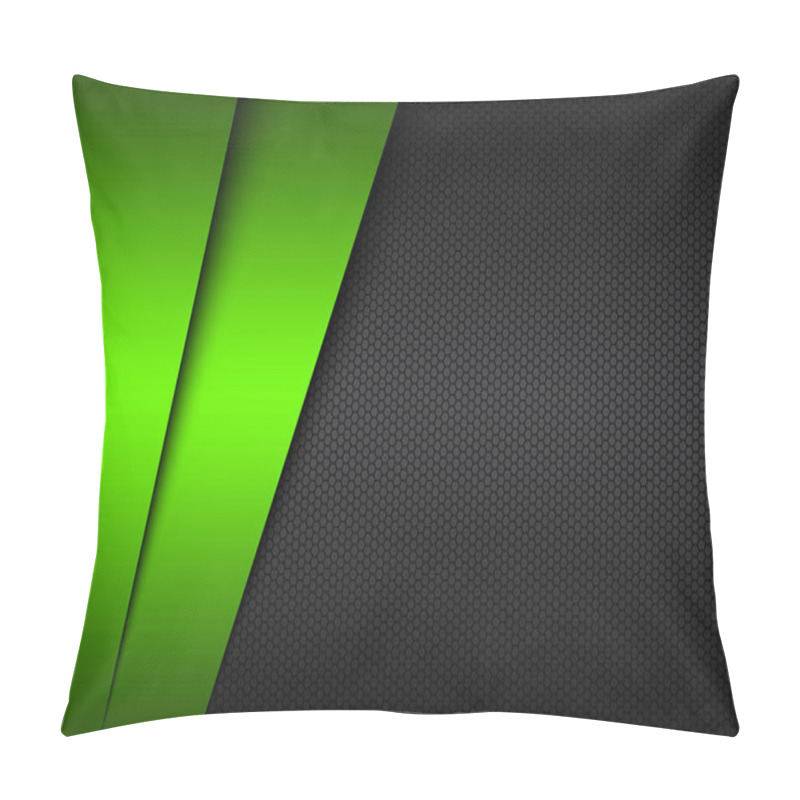 Personality  Black And Green Modern Material Design With A Hexagonal Mesh. Dark Metal Background. Template For Your Business. Vector Abstract Widescreen Background Pillow Covers