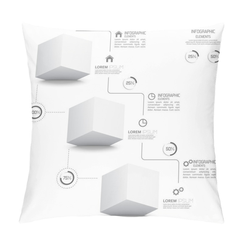 Personality  Modern Template With Monochromatic Volume Cube Elements Of Infog Pillow Covers