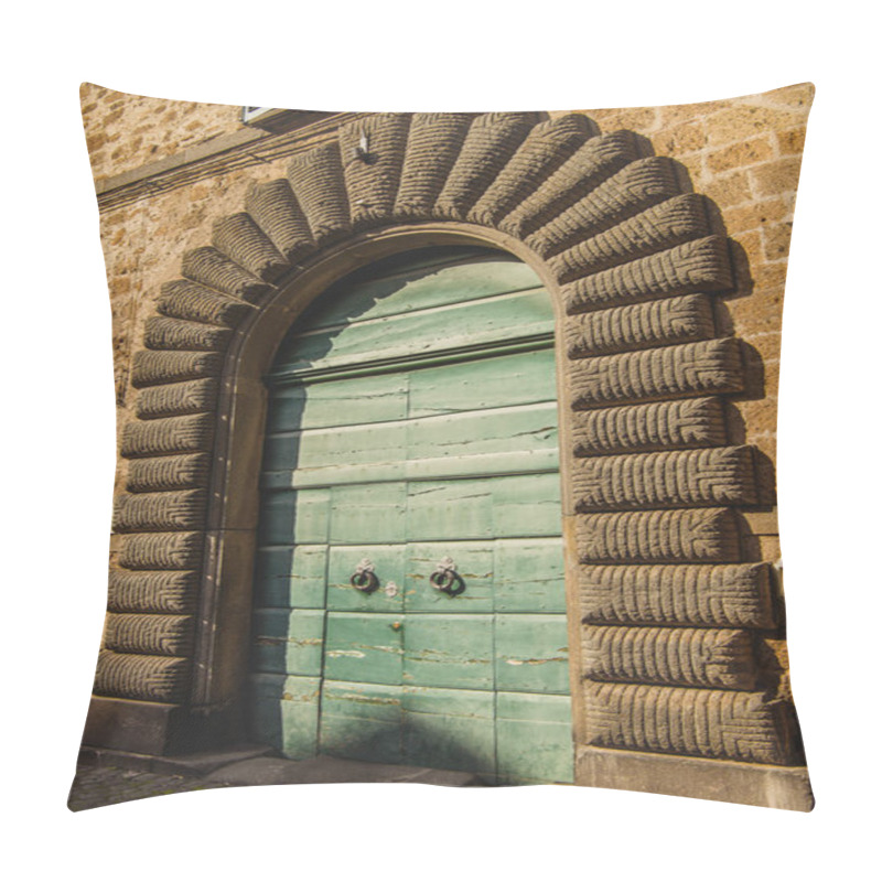 Personality  Green Wooden Doors In Orvieto, Rome Suburb, Italy  Pillow Covers