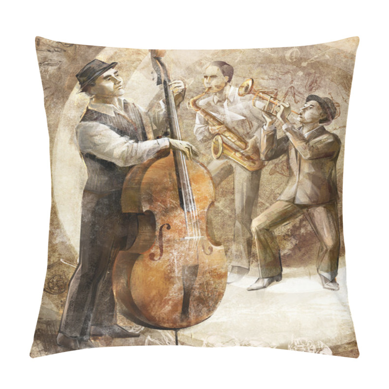 Personality  Jazz Band On The Retro Background Pillow Covers