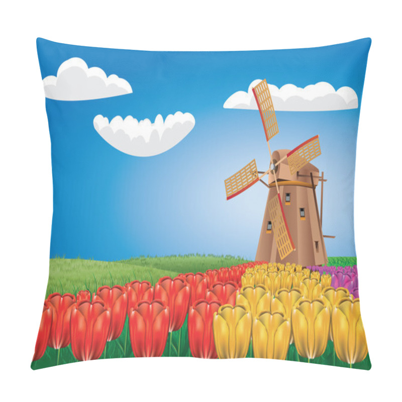 Personality  Windmill And Tulips Pillow Covers