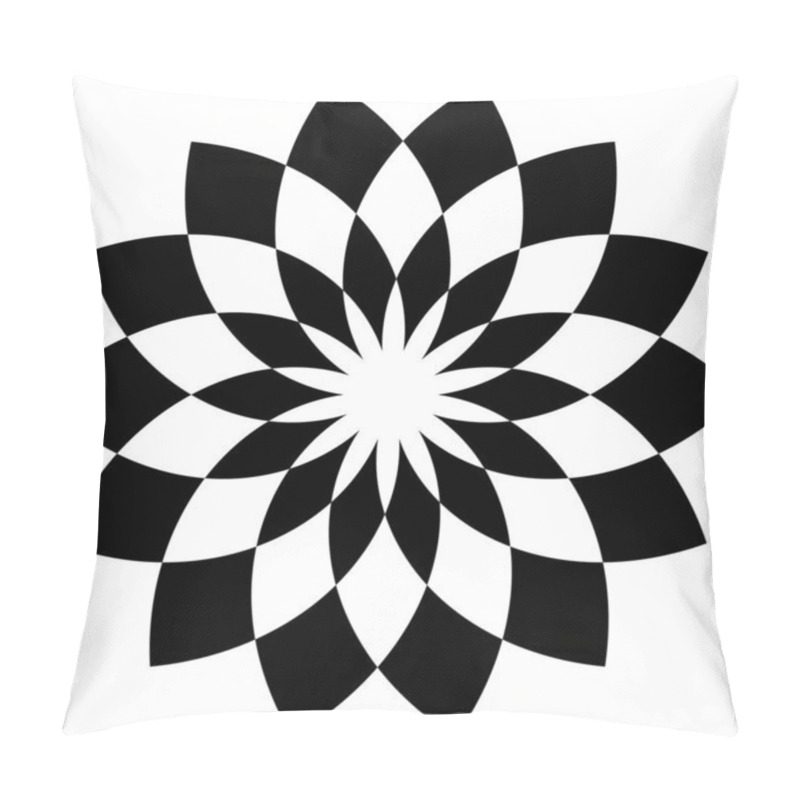 Personality  Geometric Flower Shape With Alternating Petals. Radial, Radiating Circular Lotus Shape Vector Illustration Pillow Covers