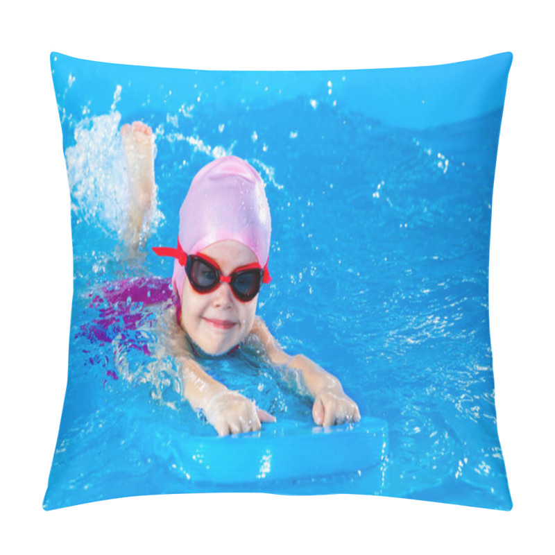 Personality  Preschool Cute Girl Learning To Swim In Indoor Pool With Flutterboard Pillow Covers