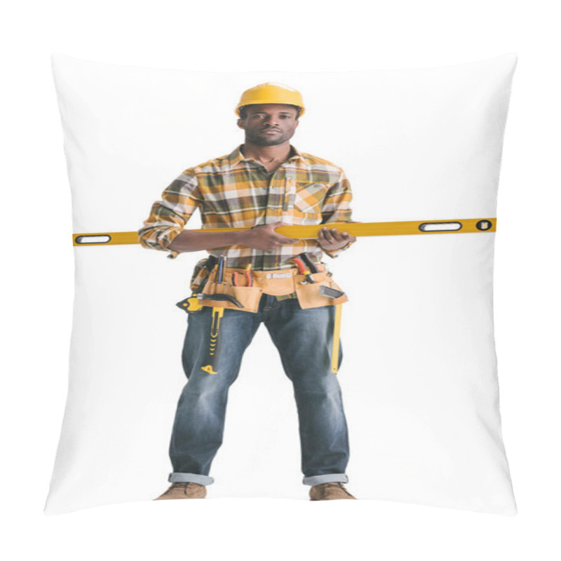 Personality  Construction Worker With Leveling Tool Pillow Covers