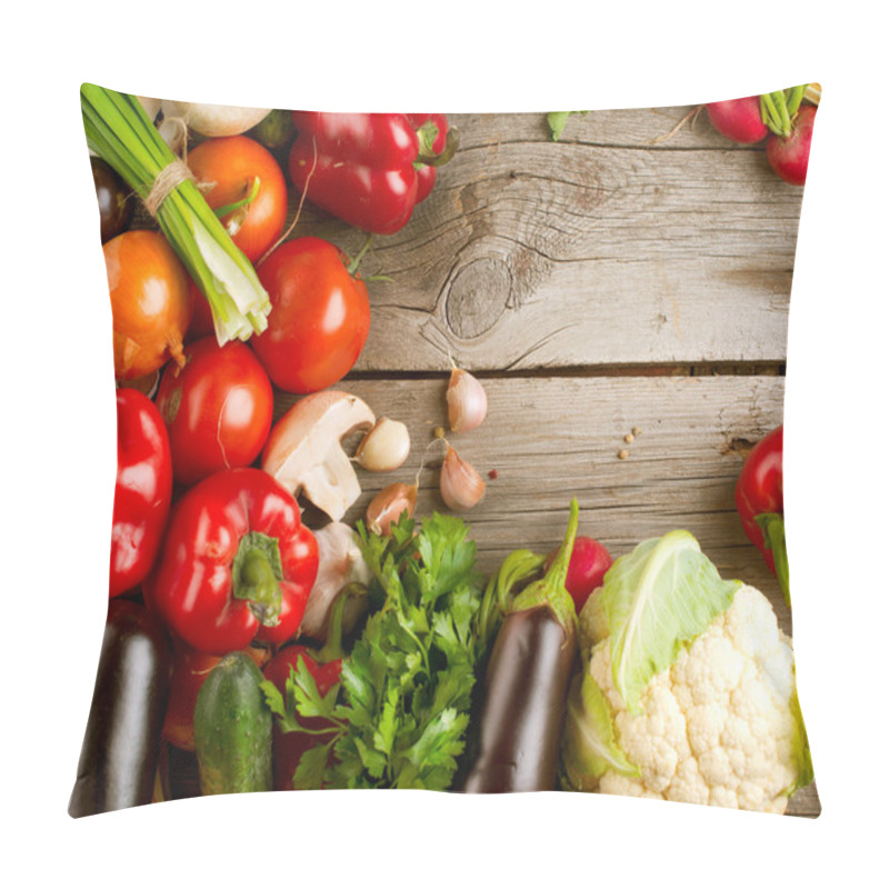 Personality  Healthy Organic Vegetables On The Wooden Background Pillow Covers