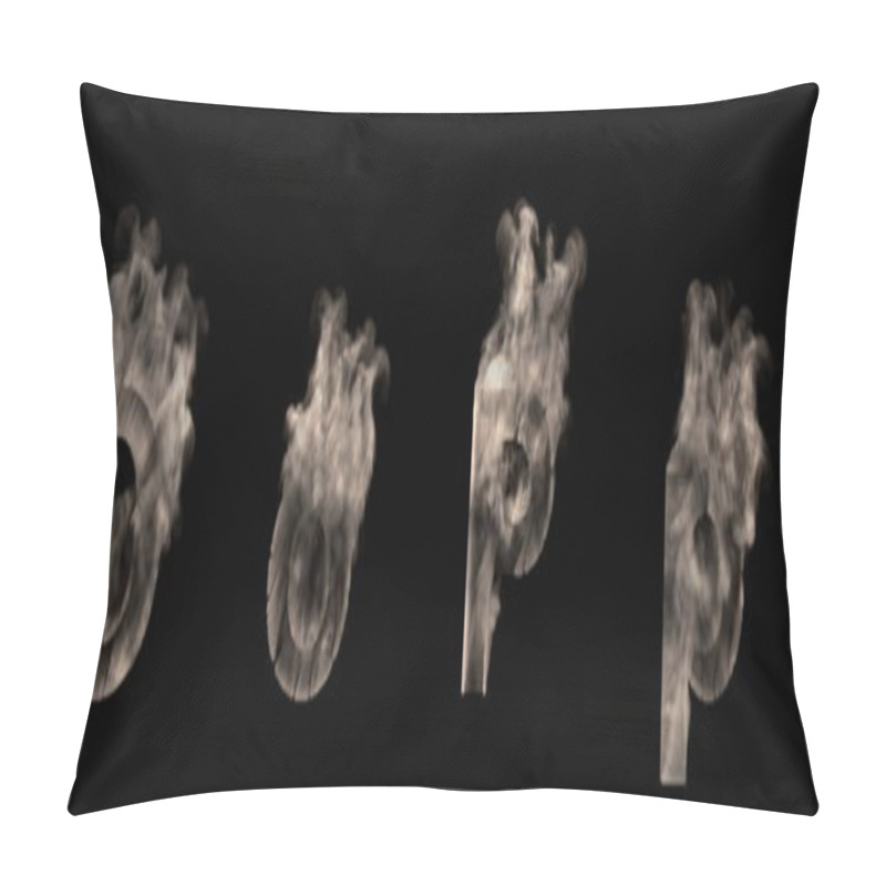 Personality  Capital (uppercase) And Lowercase Letters O And P Made Of Heavy Smoke Or Fog Isolated On Black, Artistic Scary Font - 3D Illustration Of Symbols Pillow Covers