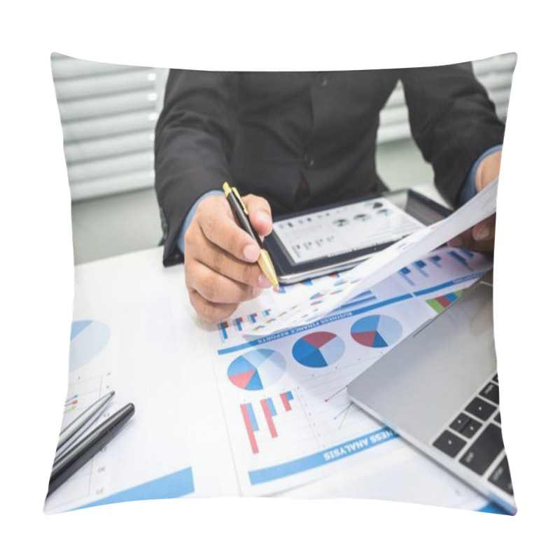 Personality  Bankers Are Analyzing Financial Data Pillow Covers