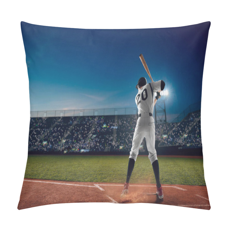 Personality  Baseball Player At Professional Baseball Stadium In Evening Duri Pillow Covers