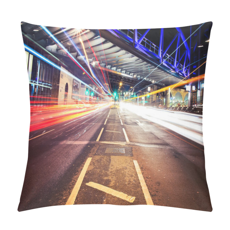 Personality  Light Trails In City Of London With Bridge  Pillow Covers