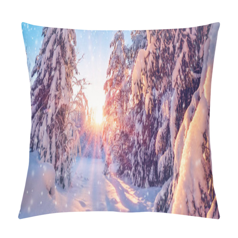 Personality  View Of The Snowy Forest In Wintertime. Tranquill Scene. Pillow Covers