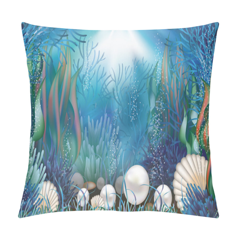 Personality  Underwater Wallpaper With Pearls . Vector Pillow Covers