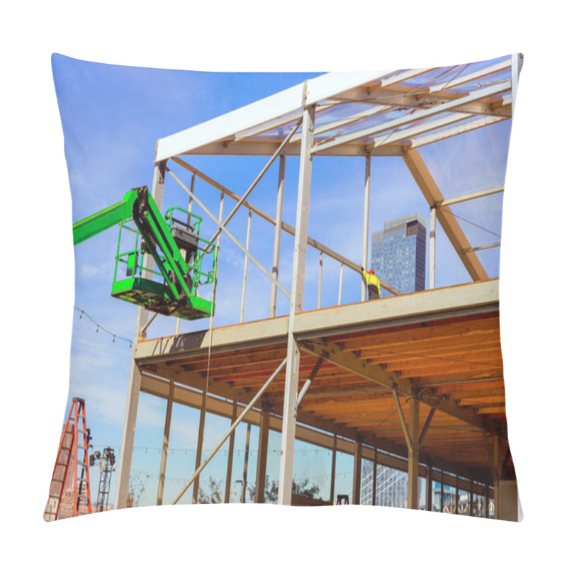 Personality  Steel Beams Frame An Office Building During Construction Pillow Covers