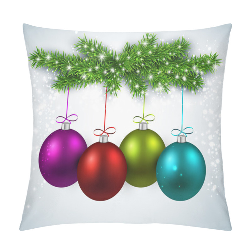 Personality  Christmas Balls With Fir Branches. Pillow Covers