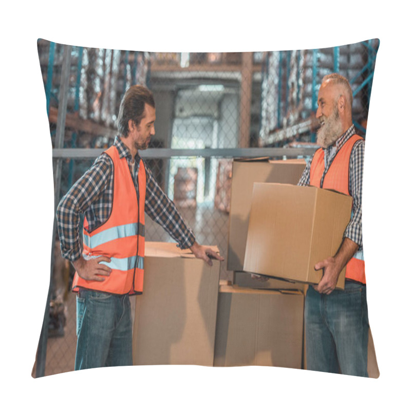 Personality  Warehouse Workers With Boxes Pillow Covers