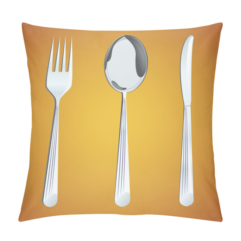 Personality  Spoon,fork And Knife. Vector Illustration Pillow Covers