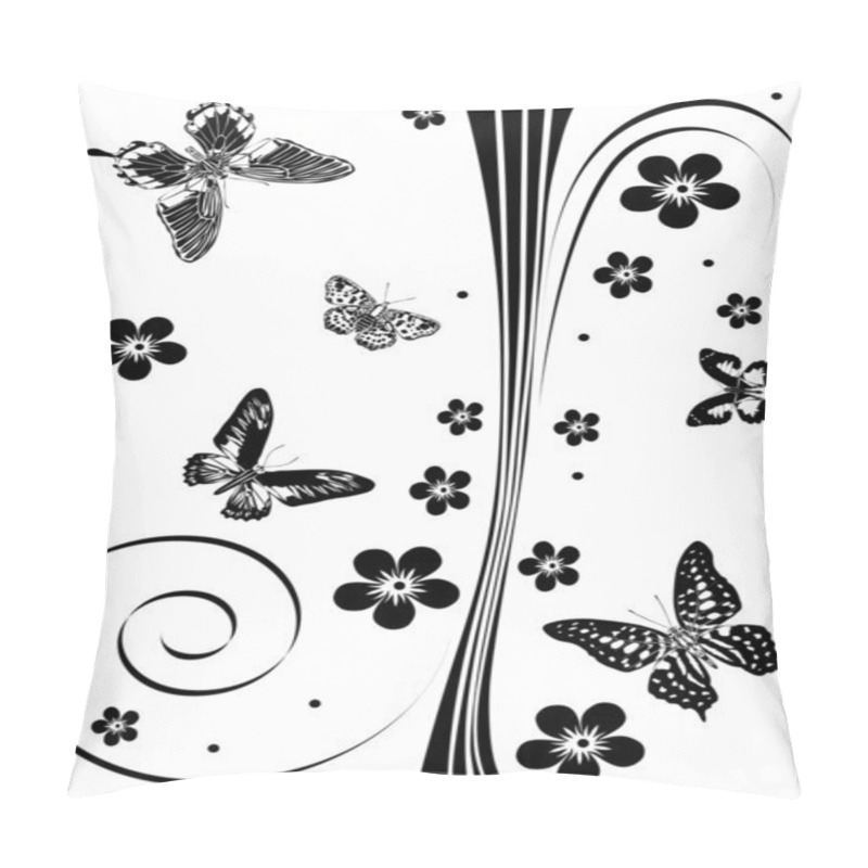 Personality  Black Butterflies And Flowers Decoration Pillow Covers