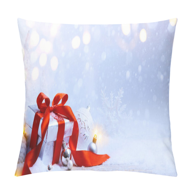 Personality  Art Christmas Balls And Gift Box On Snow Pillow Covers