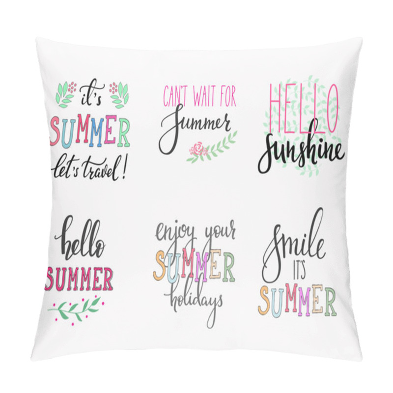 Personality  Hello Summer Lettering Typography Pillow Covers