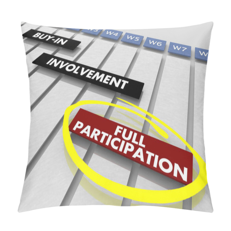 Personality  Full Participation Engagement Actions Gantt Chart 3d Illustration Pillow Covers