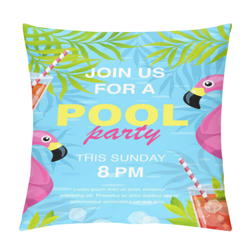 Personality  Vector Illustration, Invitation Card Design, Join Us For A Pool Party Text. Pillow Covers