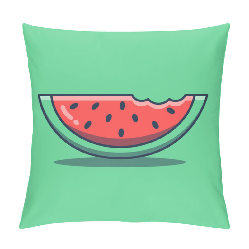 Personality  Vector Illustration Of A Bitten Watermelon Cartoon Icon Pillow Covers