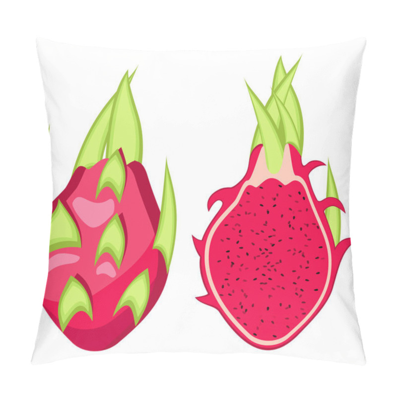 Personality  Pitahaya Red, Dragon Fruit Vector Illustration. Pillow Covers