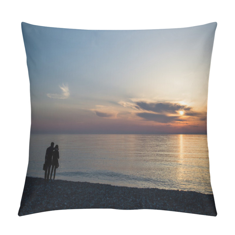 Personality  Couple In Love Back Light Silhouette At Lake Sunset Full Length Pillow Covers