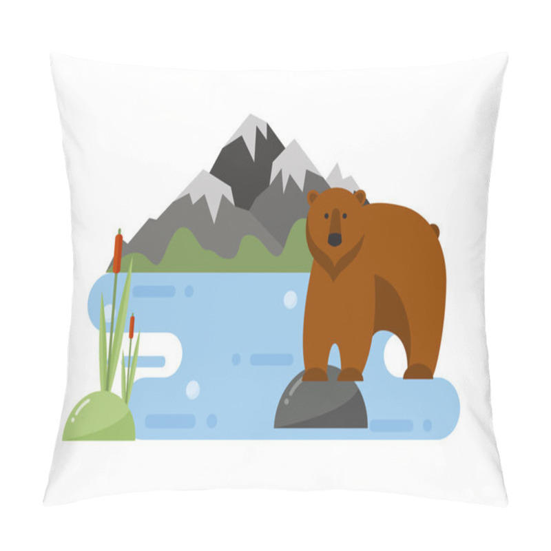 Personality  Cartoon Bear Vector Illustration. Pillow Covers