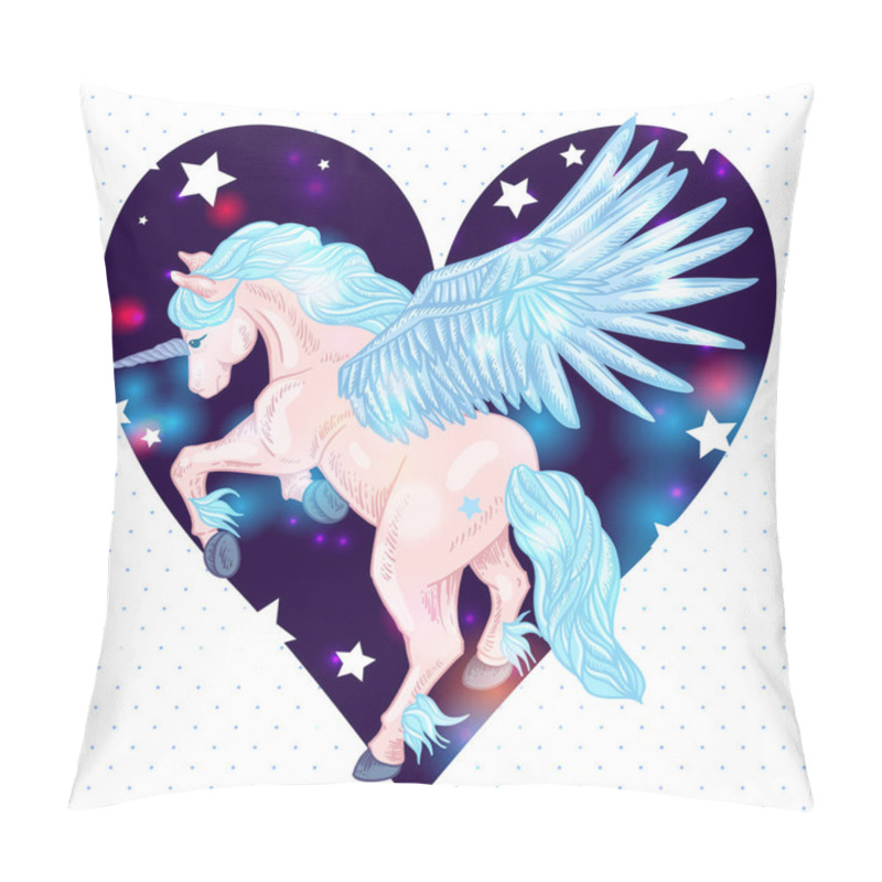 Personality  Vector Illustration Of Of Winged Pegasus Pillow Covers