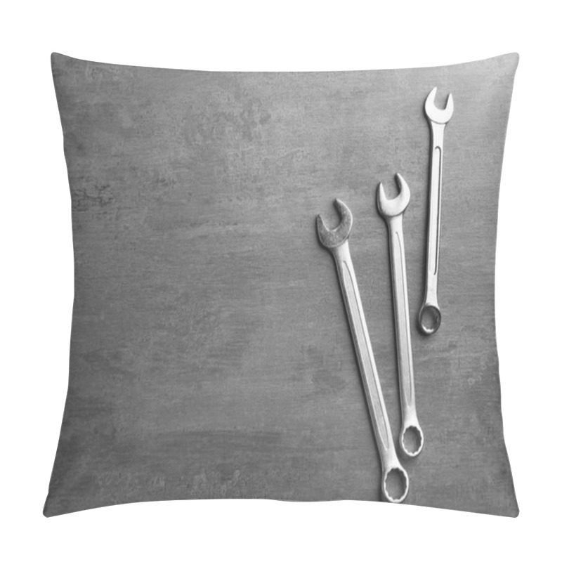 Personality  Combination Wrenches For Car Repair On Grey Table Pillow Covers