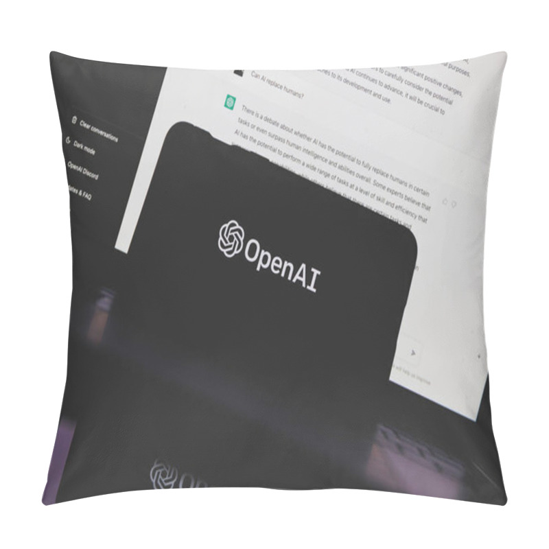 Personality  ChatGPT AI Computer Program On PC Screen. ChatGPT Is A Artificial Intelligence Chatbot  Pillow Covers