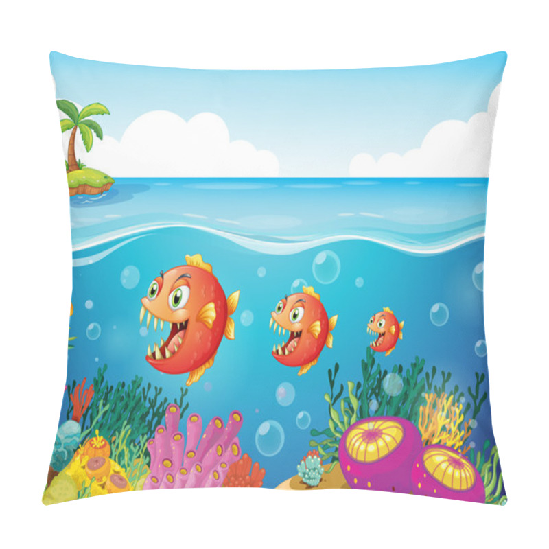 Personality  A School Of Fish Near The Coral Reefs Pillow Covers