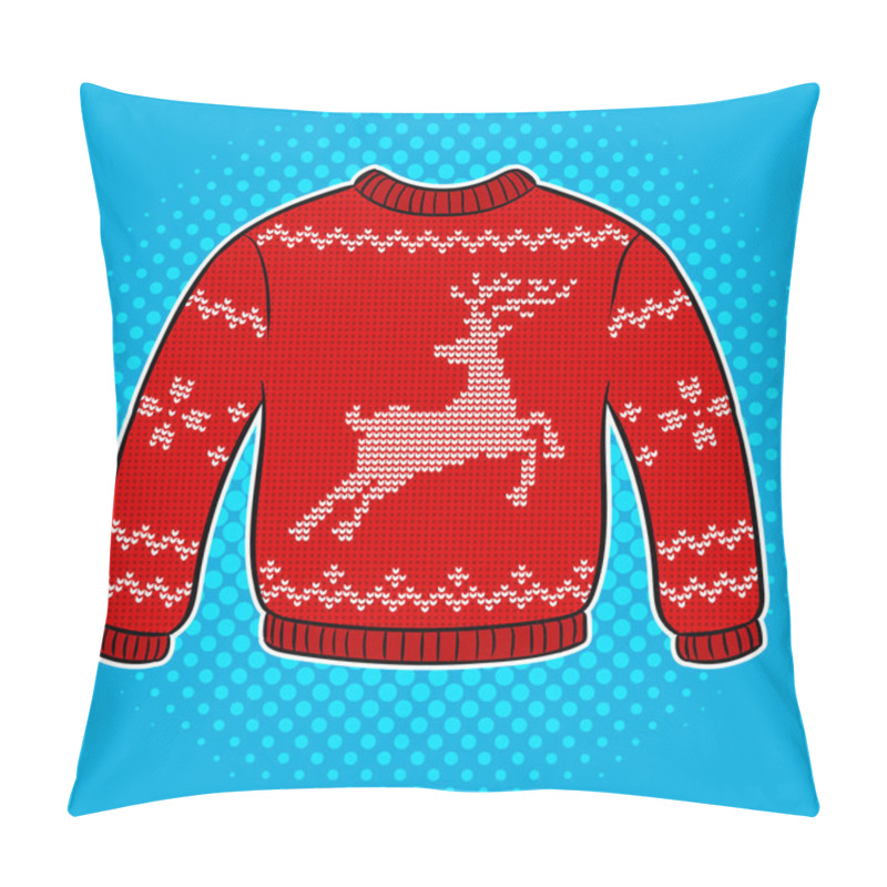 Personality  Red Sweater With Deer Pop Art Vector Pillow Covers