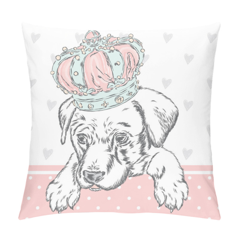 Personality  Cute Puppy Wearing A Crown. Vector Illustration For Greeting Card, Poster, Or Print On Clothes. Dog Clothing. Fashion & Style. Pillow Covers