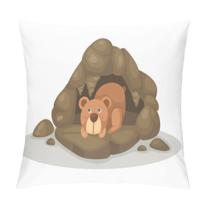 Personality  Bear Sleeping In Cave Vector Pillow Covers