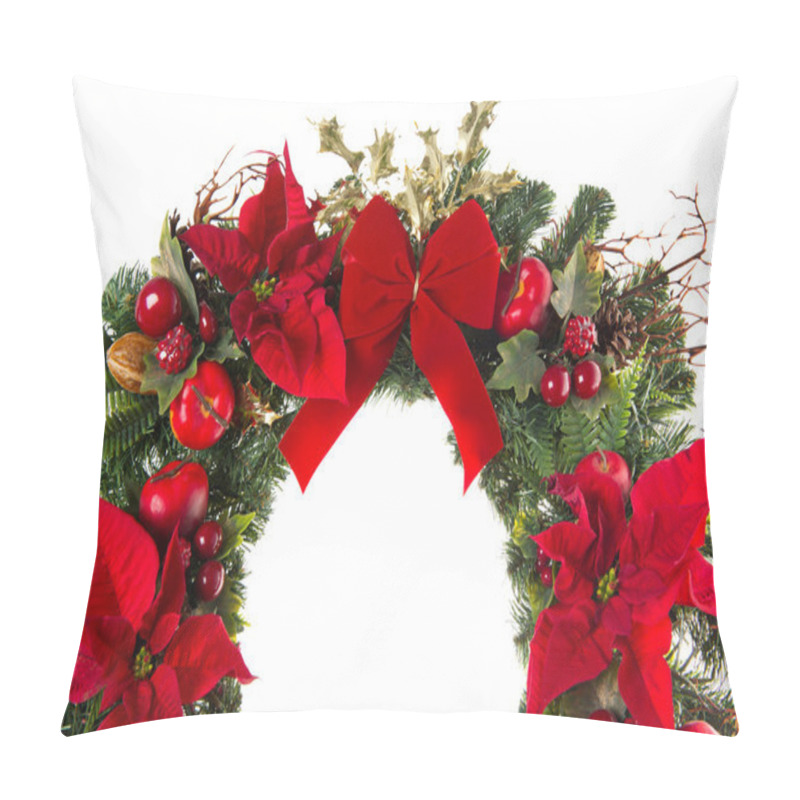 Personality  Close-up Of Christmas Wreath With Poinsettia Flowers Pillow Covers